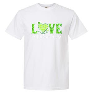 Love Heart Pediatric Nurse Shamrock Stethoscope Irish Nurse Gift Garment-Dyed Heavyweight T-Shirt