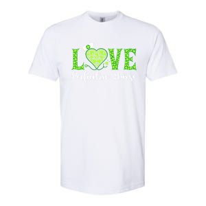 Love Heart Pediatric Nurse Shamrock Stethoscope Irish Nurse Gift Softstyle CVC T-Shirt