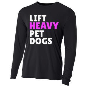 Lift Heavy Pet Dog Funny Gym Workout Gifts For Weight Lifter Cooling Performance Long Sleeve Crew