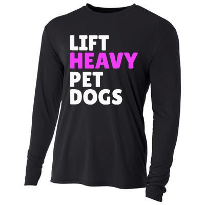 Lift Heavy Pet Dog Funny Gym Workout Gifts For Weight Lifter Cooling Performance Long Sleeve Crew