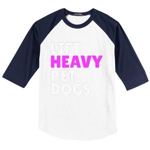 Lift Heavy Pet Dog Funny Gym Workout Gifts For Weight Lifter Baseball Sleeve Shirt