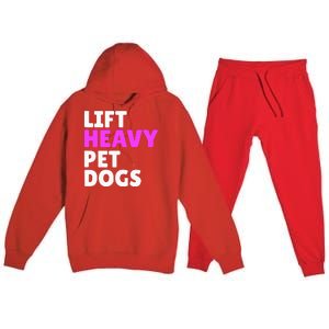 Lift Heavy Pet Dog Funny Gym Workout Gifts For Weight Lifter Premium Hooded Sweatsuit Set