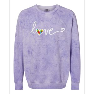 Love Heart Puzzle Cute Autism Awareness Asd Colorblast Crewneck Sweatshirt