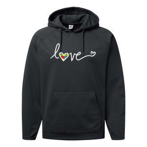 Love Heart Puzzle Cute Autism Awareness Asd Performance Fleece Hoodie