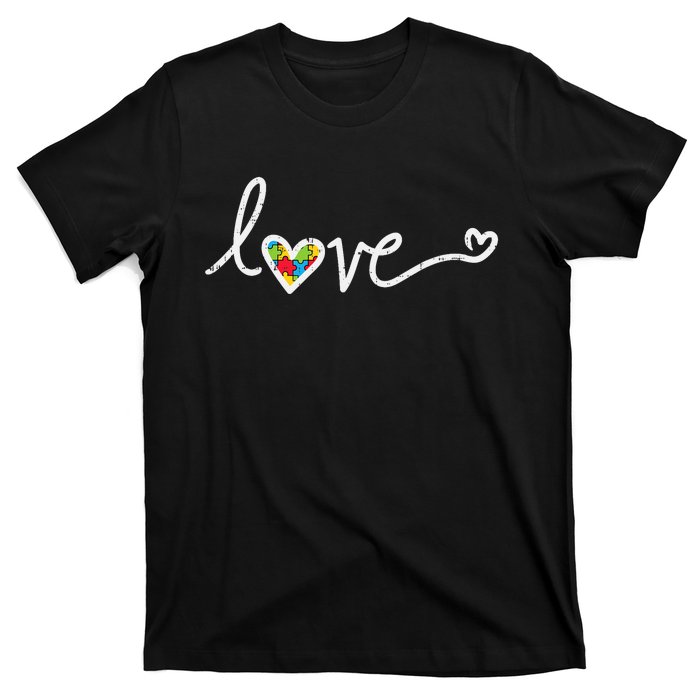 Love Heart Puzzle Cute Autism Awareness Asd T-Shirt