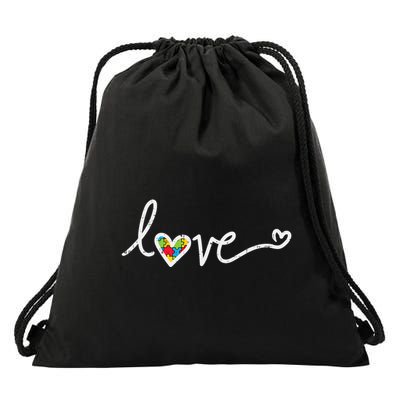 Love Heart Puzzle Cute Autism Awareness Asd Drawstring Bag