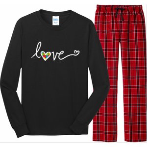 Love Heart Puzzle Cute Autism Awareness Asd Long Sleeve Pajama Set