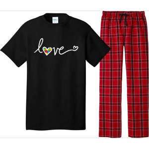 Love Heart Puzzle Cute Autism Awareness Asd Pajama Set