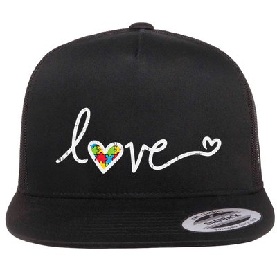 Love Heart Puzzle Cute Autism Awareness Asd Flatbill Hat