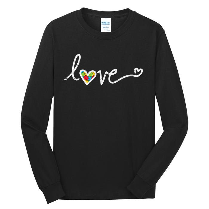 Love Heart Puzzle Cute Autism Awareness Asd Tall Long Sleeve T-Shirt