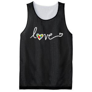 Love Heart Puzzle Cute Autism Awareness Asd Mesh Reversible Basketball Jersey Tank