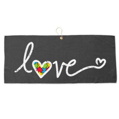 Love Heart Puzzle Cute Autism Awareness Asd Large Microfiber Waffle Golf Towel