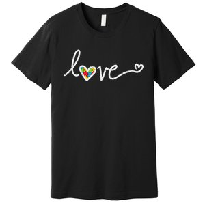 Love Heart Puzzle Cute Autism Awareness Asd Premium T-Shirt