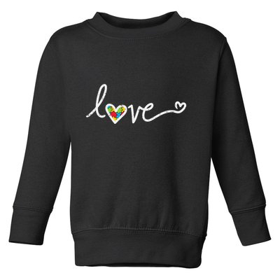 Love Heart Puzzle Cute Autism Awareness Asd Toddler Sweatshirt