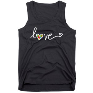 Love Heart Puzzle Cute Autism Awareness Asd Tank Top