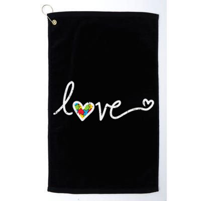 Love Heart Puzzle Cute Autism Awareness Asd Platinum Collection Golf Towel