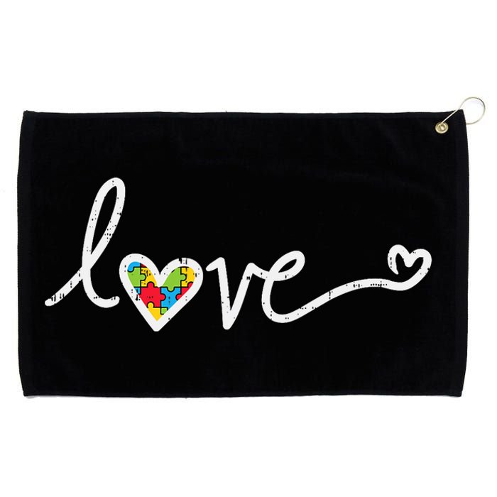 Love Heart Puzzle Cute Autism Awareness Asd Grommeted Golf Towel