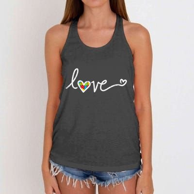 Love Heart Puzzle Cute Autism Awareness Asd Women's Knotted Racerback Tank