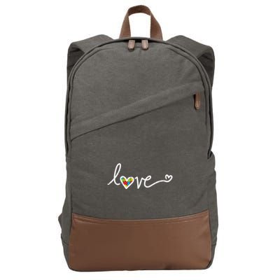 Love Heart Puzzle Cute Autism Awareness Asd Cotton Canvas Backpack