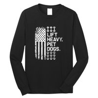 Lift Heavy Pet Dogs USA American Flag And Bodybuilding Long Sleeve Shirt