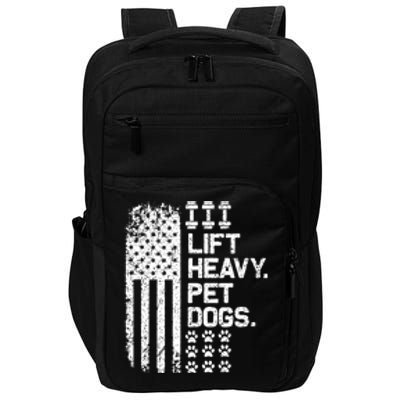 Lift Heavy Pet Dogs USA American Flag And Bodybuilding Impact Tech Backpack