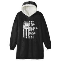 Lift Heavy Pet Dogs USA American Flag And Bodybuilding Hooded Wearable Blanket