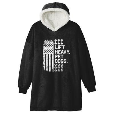 Lift Heavy Pet Dogs USA American Flag And Bodybuilding Hooded Wearable Blanket