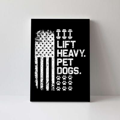 Lift Heavy Pet Dogs USA American Flag And Bodybuilding Canvas