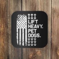 Lift Heavy Pet Dogs USA American Flag And Bodybuilding Coaster