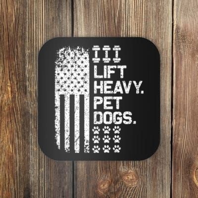 Lift Heavy Pet Dogs USA American Flag And Bodybuilding Coaster