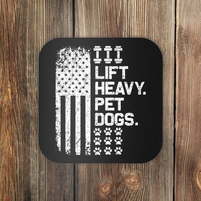 Lift Heavy Pet Dogs USA American Flag And Bodybuilding Coaster