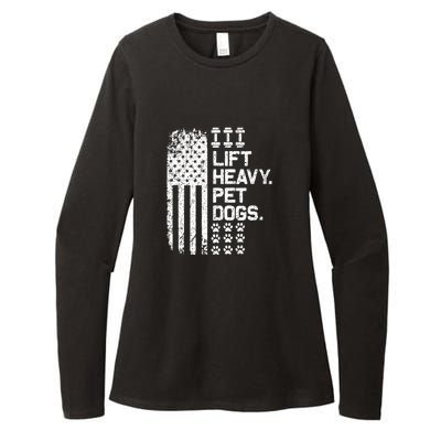 Lift Heavy Pet Dogs USA American Flag And Bodybuilding Womens CVC Long Sleeve Shirt