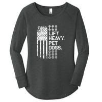 Lift Heavy Pet Dogs USA American Flag And Bodybuilding Women's Perfect Tri Tunic Long Sleeve Shirt