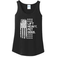 Lift Heavy Pet Dogs USA American Flag And Bodybuilding Ladies Essential Tank