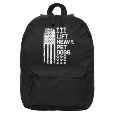 Lift Heavy Pet Dogs USA American Flag And Bodybuilding 16 in Basic Backpack