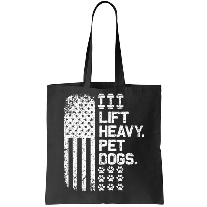 Lift Heavy Pet Dogs USA American Flag And Bodybuilding Tote Bag