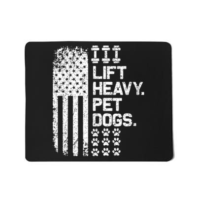 Lift Heavy Pet Dogs USA American Flag And Bodybuilding Mousepad