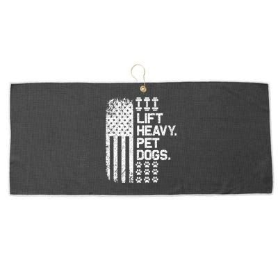 Lift Heavy Pet Dogs USA American Flag And Bodybuilding Large Microfiber Waffle Golf Towel