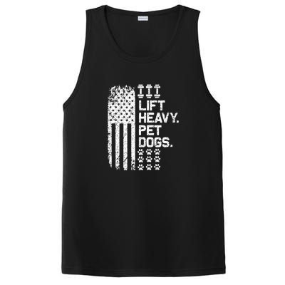 Lift Heavy Pet Dogs USA American Flag And Bodybuilding PosiCharge Competitor Tank