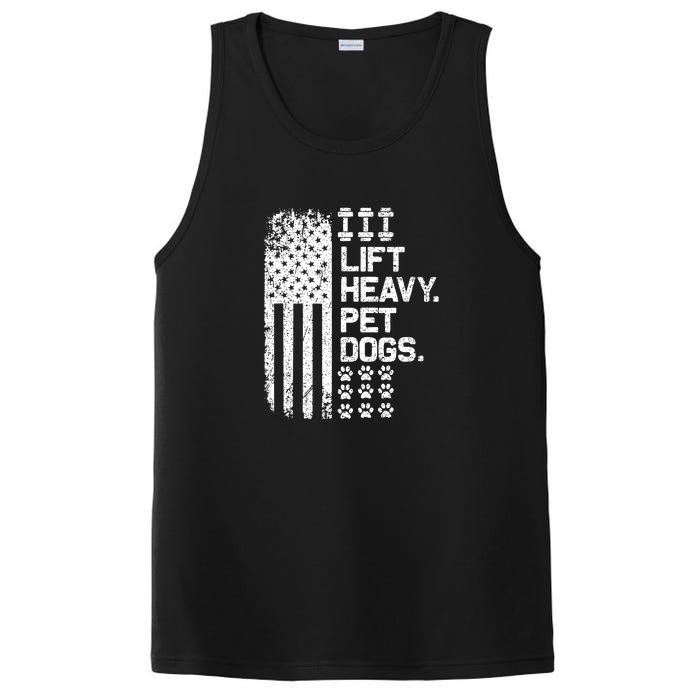 Lift Heavy Pet Dogs USA American Flag And Bodybuilding PosiCharge Competitor Tank