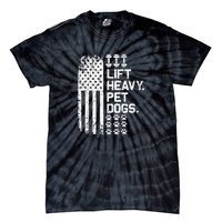 Lift Heavy Pet Dogs USA American Flag And Bodybuilding Tie-Dye T-Shirt