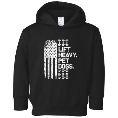 Lift Heavy Pet Dogs USA American Flag And Bodybuilding Toddler Hoodie