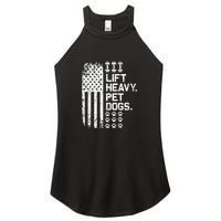 Lift Heavy Pet Dogs USA American Flag And Bodybuilding Women's Perfect Tri Rocker Tank