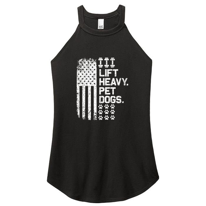 Lift Heavy Pet Dogs USA American Flag And Bodybuilding Women's Perfect Tri Rocker Tank