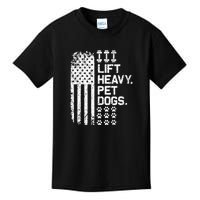 Lift Heavy Pet Dogs USA American Flag And Bodybuilding Kids T-Shirt