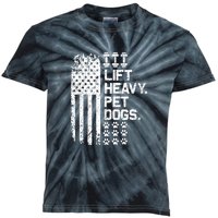 Lift Heavy Pet Dogs USA American Flag And Bodybuilding Kids Tie-Dye T-Shirt