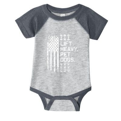 Lift Heavy Pet Dogs USA American Flag And Bodybuilding Infant Baby Jersey Bodysuit