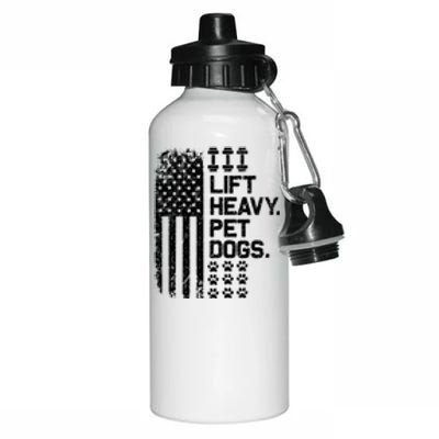 Lift Heavy Pet Dogs USA American Flag And Bodybuilding Aluminum Water Bottle