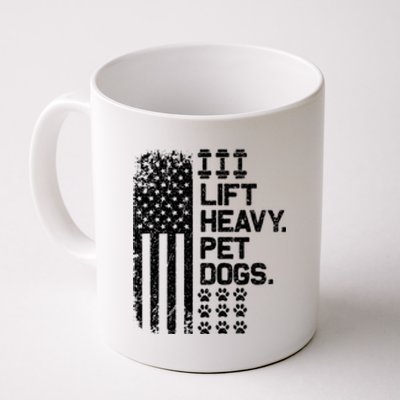 Lift Heavy Pet Dogs USA American Flag And Bodybuilding Coffee Mug