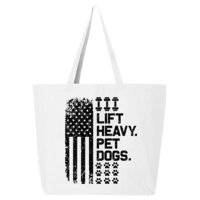 Lift Heavy Pet Dogs USA American Flag And Bodybuilding 25L Jumbo Tote